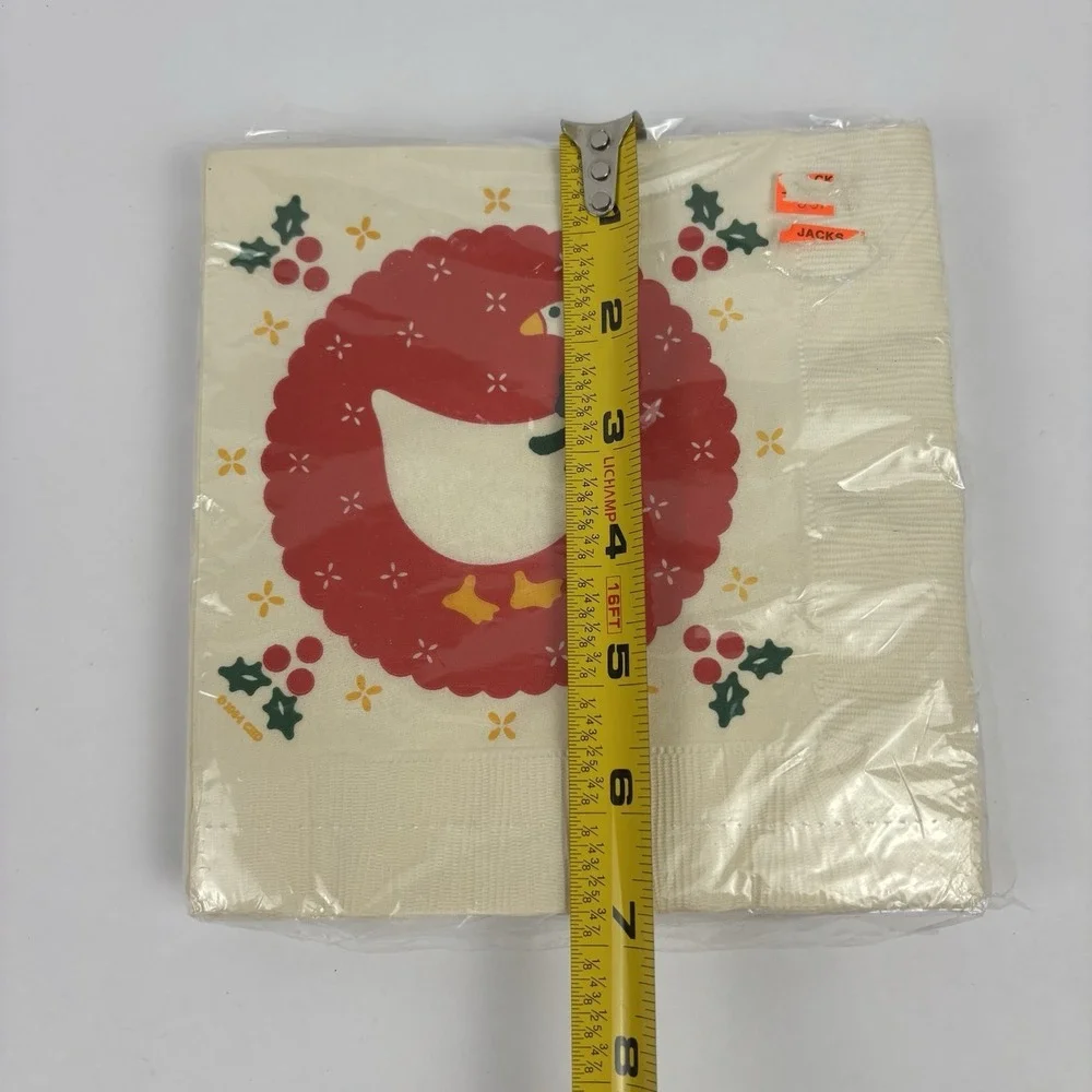 VTG NOS Artfaire Christmas Goose Table Cover And Napkins Granny Core Holly